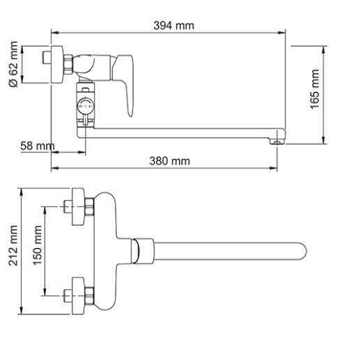 Vils 5602L Смеситель для ванны с длинным изливом - картинка 4