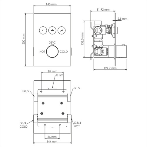 Neime 1944 Thermo Смеситель для ванны и душа - картинка 3