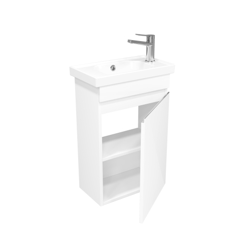 Тумба подвесная SARGAS mini 50 R под умыв-к Frame 50, правый, УЛЬТРА белый глянец, LS-WCAB-50-101R - картинка 2