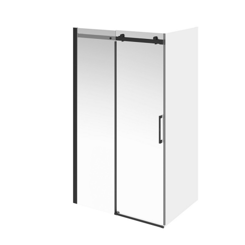 Душевая дверь CRISTALLO 120х210 с рифленым стеклом, раздвижная Soft Close, матовый черный - картинка 5