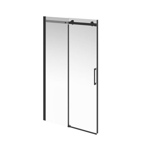 Душевая дверь CRISTALLO 120х210 с рифленым стеклом, раздвижная Soft Close, матовый черный - картинка 1