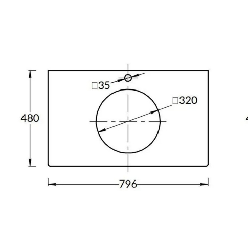 Столешница керамогранитная Про Чементо 80 см для полувстраиваемых раковин Artbasin, серый светлый натуральный - картинка 5