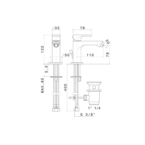 Смеситель для биде OLE однорычажный с донным клапаном, хром глянец 69425KM.21.018																														 - картинка 3