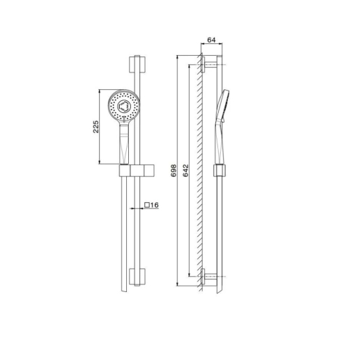 Душевая стойка FUTURA c ручной круглой лейкой и шлангом, без выхода для подачи воды, мат черный 851KM.01.093																														 - картинка 3