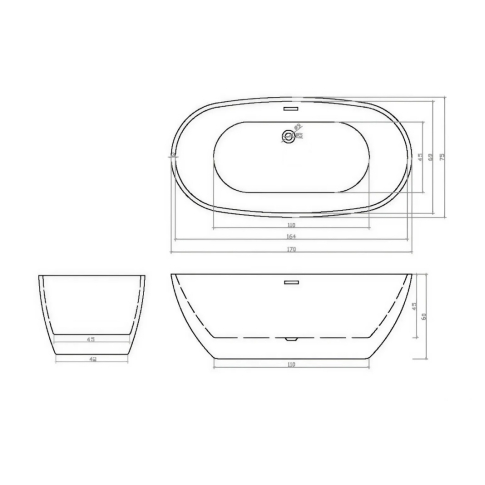 Ванна акриловая отдельностоящая Cerutti Spa d'Iseo 170 II CT10509 (170x75) - картинка 4