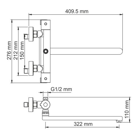 Berkel 4822L Thermo Термостатический смеситель для ванны с длинным изливом - картинка 6
