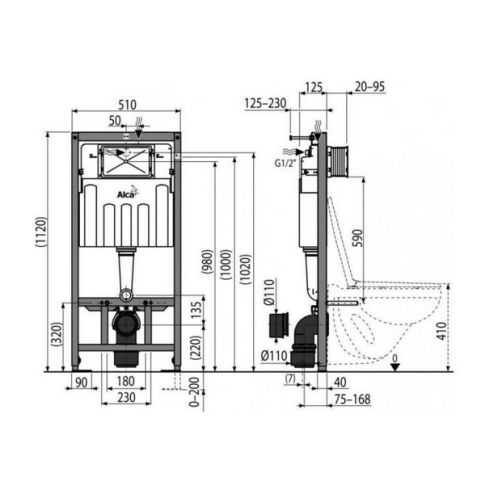 Скрытая система инсталляции для подвесного унитаза AM101\1120KM - картинка 2