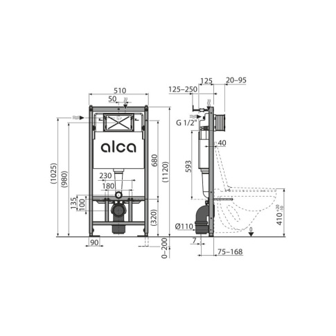 Сет 4 в 1 скрытая система инсталляций AM101/1120+ кнопка M570 - картинка 4