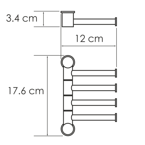 K-1054NICKEL Держатель полотенец четверной - картинка 3