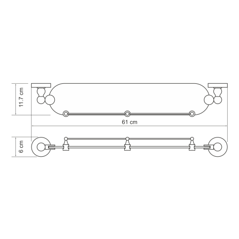 Diemel K-2244 Полка стеклянная с бортиком - картинка 2