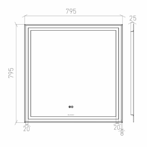 Зеркало Focus 80x80 в раме с LED подсветкой - картинка 5