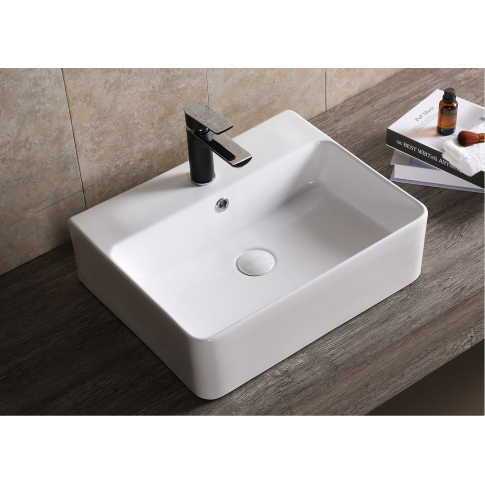 Умывальник накладной 52х42, прямоугольный, с отверстием под смеситель, белый, CR0094 - картинка 5