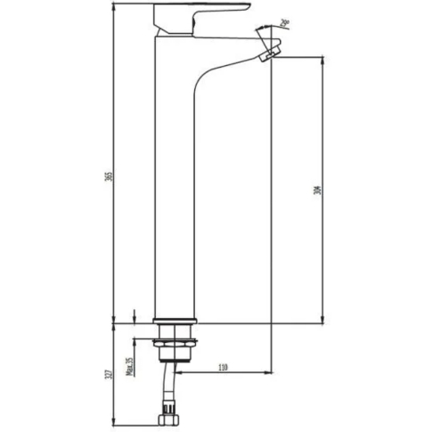 Смеситель для умывальника ALAMERA высокий N2016202LPT - картинка 3