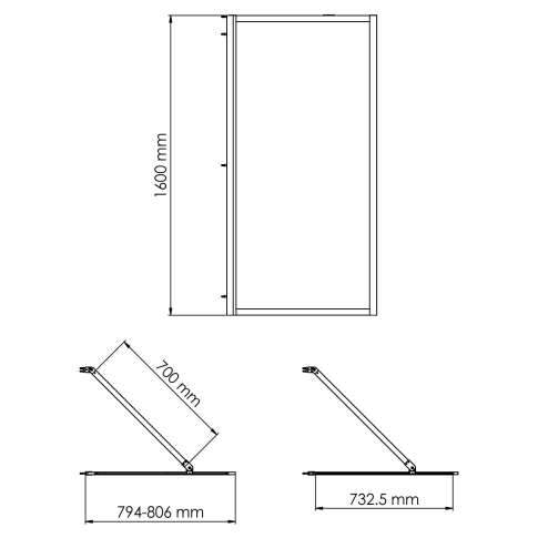 Abens 20W01-80 Matt black Fixed Стеклянная шторка - картинка 3