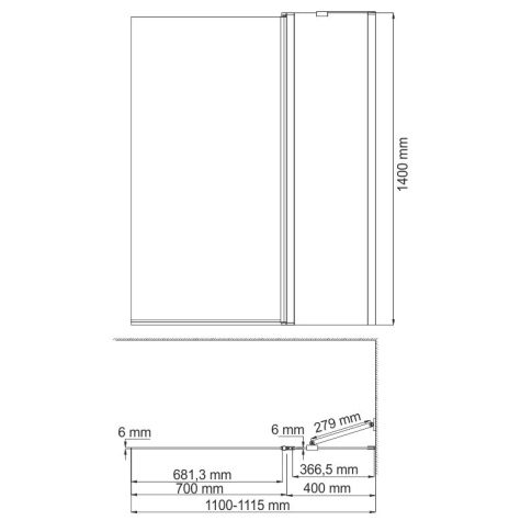 Berkel 48P02-110R Matt glass Fixed Стеклянная шторка на ванну - картинка 4
