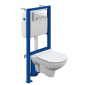Унитаз подвесной City Clean On DPL EO + инсталляция Link Pro c сиденьем Slim, кнопкой Estetica - превью 1